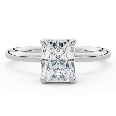 Radiant Diamond 4-Prong Solitaire with Accents Engagement Ring in White Gold with Hidden Halo (MVSLG1590-W)