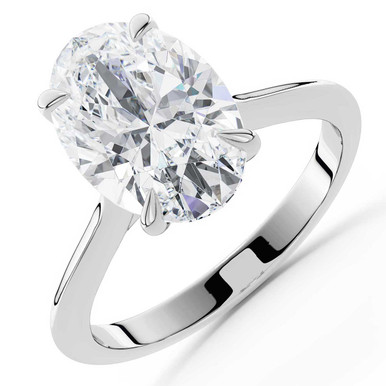 Oval Diamond 4-Prong Solitaire Engagement Ring in White Gold (MVSLG1588-W)