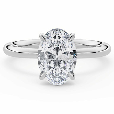 Oval Diamond 4-Prong Solitaire Engagement Ring in White Gold (MVSLG1585-W)