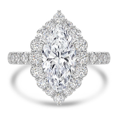 Marquise Diamond 4-Prong Open Bridge Halo Engagement Ring in White Gold (MVSLG1578-W)
