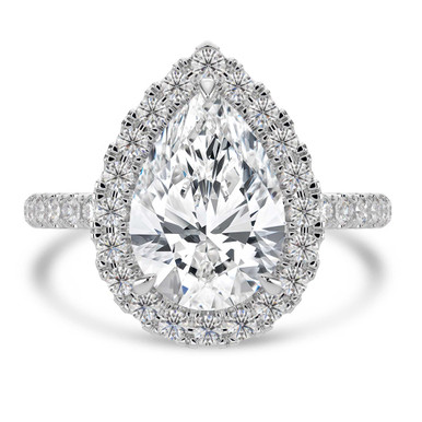 Pear Diamond 3-Prong Open Bridge Halo Engagement Ring in White Gold (MVSLG1575-W)