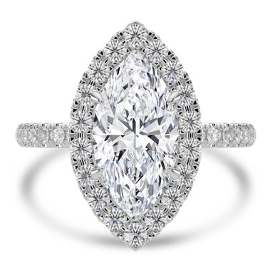 Marquise Diamond 4-Prong Open Bridge Halo Engagement Ring in White Gold (MVSLG1574-W)