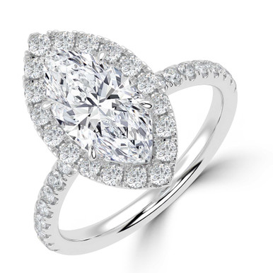 Marquise Diamond 4-Prong Open Bridge Halo Engagement Ring in White Gold (MVSLG1574-W)