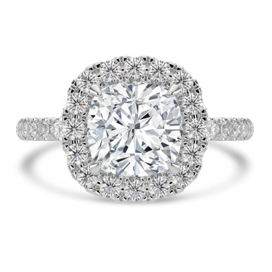 Cushion Diamond 4-Prong Open Bridge Halo Engagement Ring in White Gold (MVSLG1573-W)