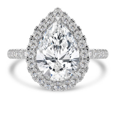 Pear Diamond 3-Prong Open Bridge Halo Engagement Ring in White Gold (MVSLG1572-W)