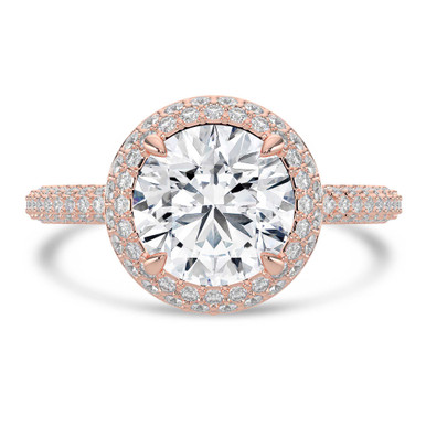 Round Diamond 4-Prong 3-Row Pave Dome Halo Engagement Ring in Rose Gold (MVSLG1529-R)