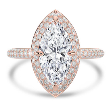 Marquise Diamond 4-Prong 3-Row Pave Dome Halo Engagement Ring in Rose Gold (MVSLG1526-R)