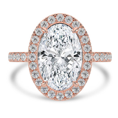 Oval Diamond 4-Prong Halo Engagement Ring in Rose Gold with Hidden Accents (MVSLG1523-R)