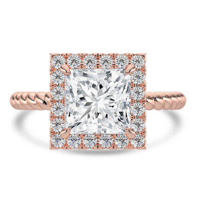 Princess Diamond 4-Prong Twisted Rope Halo Engagement Ring in Rose Gold (MVSLG1521-R)