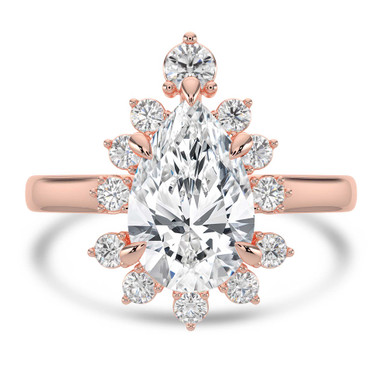 Pear Diamond 5-Prong Cathedral Floral Halo Engagement Ring in Rose Gold (MVSLG1511-R)