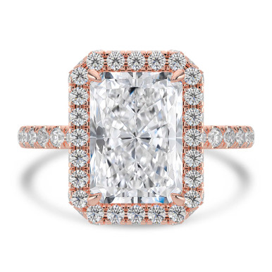 Radiant Diamond 4-Prong Open Bridge Rollover Halo Engagement Ring in Rose Gold with Hidden Halo (MVSLG1508-R)