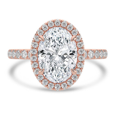 Oval Diamond 4-Prong Open Bridge Rollover Halo Engagement Ring in Rose Gold with Hidden Halo (MVSLG1507-R)