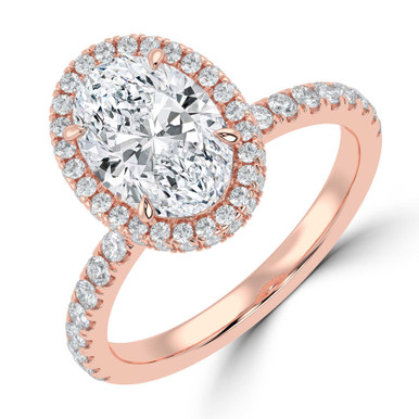 Oval Diamond 4-Prong Open Bridge Rollover Halo Engagement Ring in Rose Gold with Hidden Halo (MVSLG1507-R)