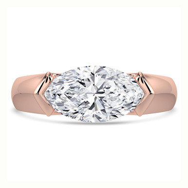 Marquise Diamond Horizontally Tension Set Solitaire Engagement Ring in Rose Gold (MVSLG1458-R)