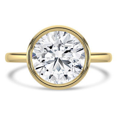 Round Diamond Bezel Set Solitaire Engagement Ring in Yellow Gold (MVSLG1457-Y)