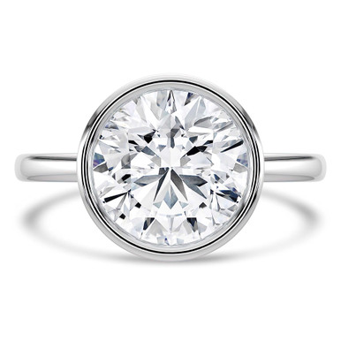 Round Diamond Bezel Set Solitaire Engagement Ring in White Gold (MVSLG1457-W)