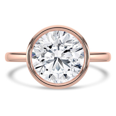Round Diamond Bezel Set Solitaire Engagement Ring in Rose Gold (MVSLG1457-R)