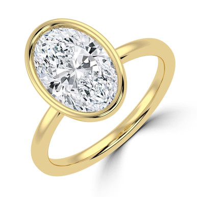 Oval Diamond Bezel Set Solitaire Engagement Ring in Yellow Gold (MVSLG1456-Y)