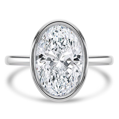 Oval Diamond Bezel Set Solitaire Engagement Ring in White Gold (MVSLG1456-W)