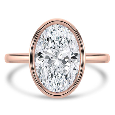 Oval Diamond Bezel Set Solitaire Engagement Ring in Rose Gold (MVSLG1456-R)