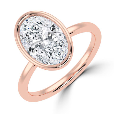 Oval Diamond Bezel Set Solitaire Engagement Ring in Rose Gold (MVSLG1456-R)
