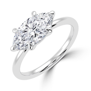 Marquise Diamond Horizontally Set Solitaire Engagement Ring in White Gold (MVSLG1445-W)