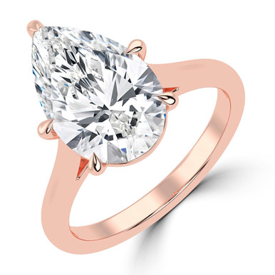 Pear Diamond Cathedral Tapered Solitaire Engagement Ring in Rose Gold (MVSLG1425-R)