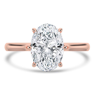 Oval Diamond Cathedral Tapered Solitaire Engagement Ring in Rose Gold (MVSLG1424-R)