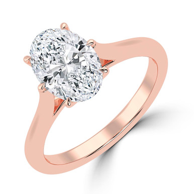 Oval Diamond Cathedral Tapered Solitaire Engagement Ring in Rose Gold (MVSLG1424-R)