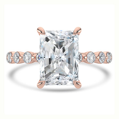 Radiant Diamond Hidden Halo Solitaire with Accents Engagement Ring in Rose Gold (MVSLG1422-R)