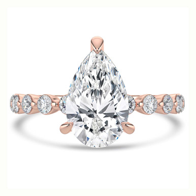 Pear Diamond Hidden Halo Solitaire with Accents Engagement Ring in Rose Gold (MVSLG1420-R)