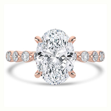 Oval Diamond Hidden Halo Solitaire with Accents Engagement Ring in Rose Gold (MVSLG1419-R)