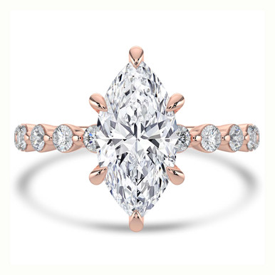Marquise Diamond Hidden Halo Solitaire with Accents Engagement Ring in Rose Gold (MVSLG1418-R)