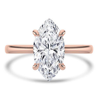 Marquise Diamond Cathedral Solitaire with Accents Engagement Ring in Rose Gold (MVSLG1416-R)