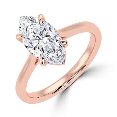 Marquise Diamond Cathedral Solitaire with Accents Engagement Ring in Rose Gold (MVSLG1416-R)