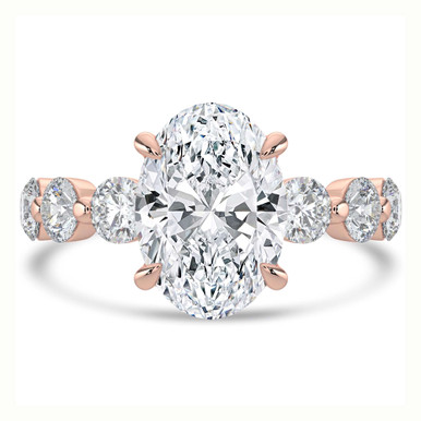 Oval Diamond Open Bridge Solitaire with Accents Engagement Ring in Rose Gold (MVSLG1414-R)
