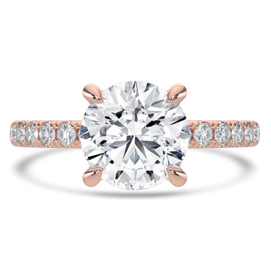 Round Diamond Hidden Halo Open Bridge Solitaire with Accents Engagement Ring in Rose Gold (MVSLG1413-R)