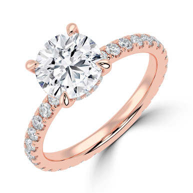 Round Diamond Hidden Halo Open Bridge Solitaire with Accents Engagement Ring in Rose Gold (MVSLG1413-R)