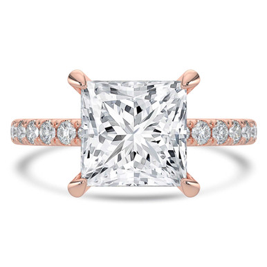 Princess Diamond Hidden Halo Open Bridge Solitaire with Accents Engagement Ring in Rose Gold (MVSLG1412-R)