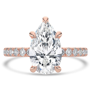 Pear Diamond Hidden Halo Open Bridge Solitaire with Accents Engagement Ring in Rose Gold (MVSLG1411-R)
