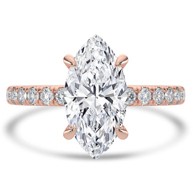 Marquise Diamond Hidden Halo Open Bridge Solitaire with Accents Engagement Ring in Rose Gold (MVSLG1410-R)