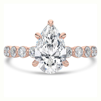 Pear Diamond Solitaire with Accents Engagement Ring in Rose Gold (MVSLG1407-R)