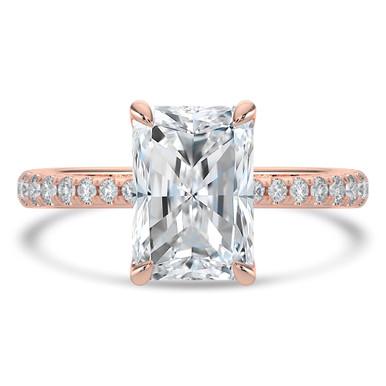 Radiant Diamond Tapered Solitaire with Accents Engagement Ring in Rose Gold (MVSLG1406-R)