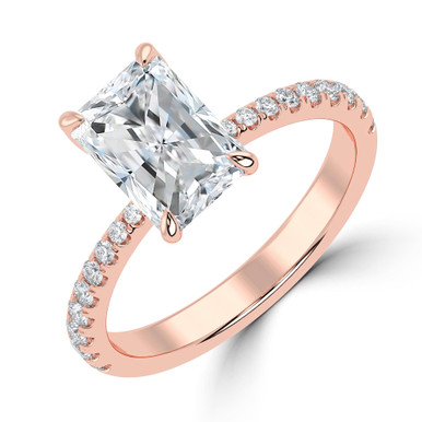 Radiant Diamond Tapered Solitaire with Accents Engagement Ring in Rose Gold (MVSLG1406-R)