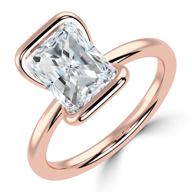 Radiant Diamond Tension Set Solitaire Engagement Ring in Rose Gold (MVSLG1402-R)