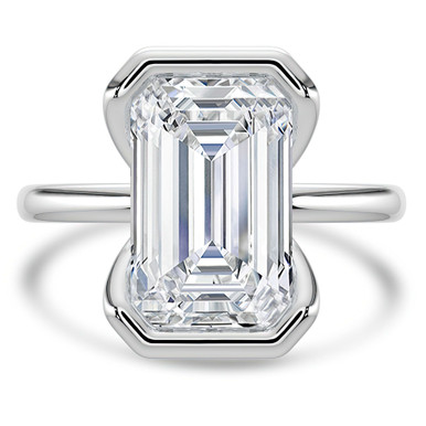 Emerald Diamond Tension Set Solitaire Engagement Ring in White Gold (MVSLG1397-W)