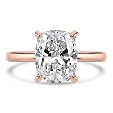 Cushion Diamond Hidden Halo Solitaire with Accents Engagement Ring in Rose Gold (MVSLG1360-R)