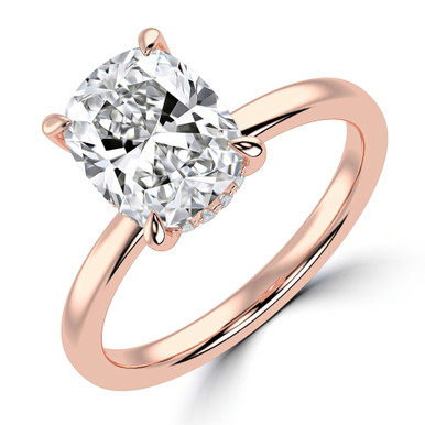 Cushion Diamond Hidden Halo Solitaire with Accents Engagement Ring in Rose Gold (MVSLG1360-R)