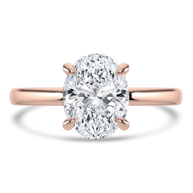 Oval Diamond Hidden Halo Solitaire with Accents Engagement Ring in Rose Gold (MVSLG1359-R)