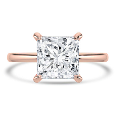 Princess Diamond Hidden Halo Solitaire with Accents Engagement Ring in Rose Gold (MVSLG1352-R)